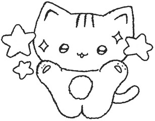 별 장식 고양이 손그림 스티커
