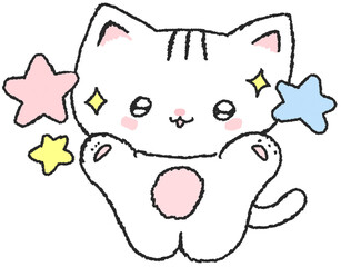 반짝이는 고양이 손그림 스티커