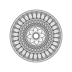 Elegant Mandala Line Art | Intricate Circular Floral Vector for black and white background , Tattoo & Wall Art. 