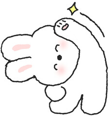 스트레칭하는 토끼 캐릭터 손그림 일러스트