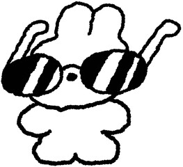 선글라스 토끼 캐릭터 흑백 손그림 스티커 © titi.drawing