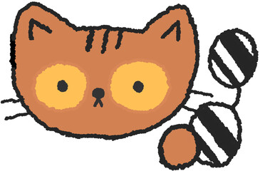 태닝한 고양이 얼굴 손그림 스티커