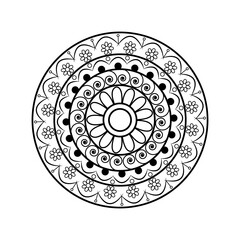Elegant Mandala Line Art | Intricate Circular Floral Vector for black and white background , Tattoo & Wall Art. 