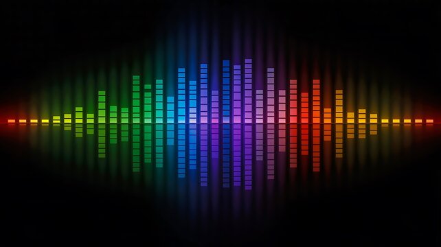 Colorful audio equalizer sound wave on dark background