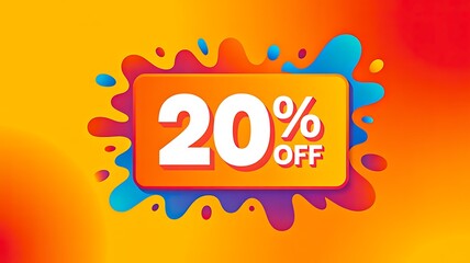 20% discount sale banner with colorful splash background