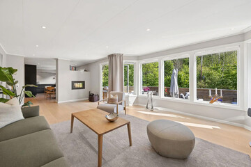 Modern luxury apartment interior in minimal scandinavian style, 3d rendering