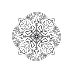 Elegant Mandala Line Art | Intricate Circular Floral Vector for black and white background , Tattoo & Wall Art. 