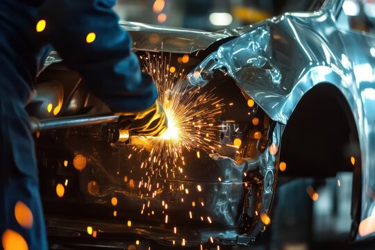 Auto Body Welding by Expert Mechanic in Repair Shop