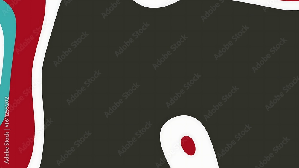 Poster prismatic beyond black white abstract fluid shapes create a dynamic background with red, teal, white
