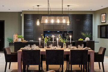 modern luxury dining room interior, 3d render