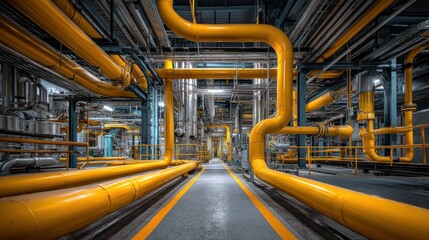 Industrial Steel Pipes Network in Modern Factory Environment