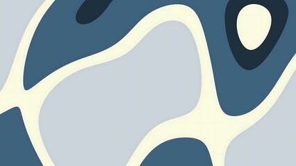 Prismatic Blue Bloom Abstract background with organic shapes and flowing lines in shades of blue, gray, and cream color palette