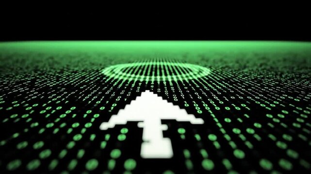 Digital Path Forward: Pixelated Arrow in Virtual Space