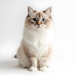 Obraz premium Cute Ragamuffin Cat with Sweet Expression on White Background