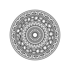 Elegant Mandala Line Art | Intricate Circular Floral Vector for black and white background , Tattoo & Wall Art. 