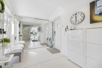 Modern luxury apartment interior in minimal scandinavian style, 3d rendering