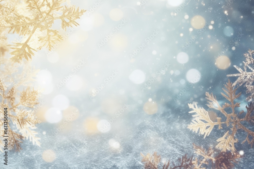 Aufkleber golden snowflakes falling create a magical winter wonderland with sparkling lights and soft bokeh