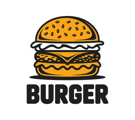 Creative Burger Emblem Eye-Catching Design for Food Lovers
