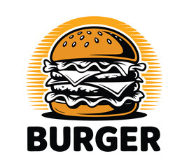 Burger Silhouette with Chef Hat Vector