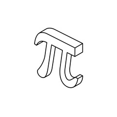 Pi symbol isometric icon for math and STEM education