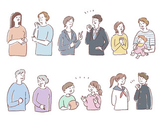 人物セット（笑顔、赤ちゃん、夫婦、学生、会社員、高齢者、子供）
