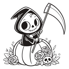 Fototapeta premium Grim Reaper Dead Evil Ghost Skull Halloween