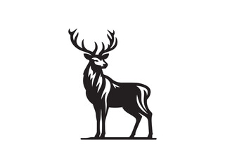 Fototapeta premium Black and White Vector Illustration of a Deer in Minimal Style silhouette