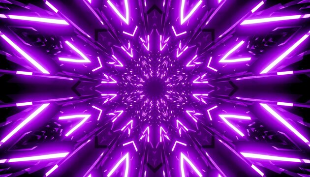 Abstract purple neon kaleidoscope