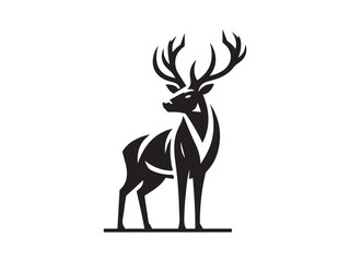 Black and White Vector Illustration of a Deer in Minimal Style silhouette