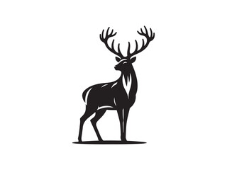 Black and White Vector Illustration of a Deer in Minimal Style silhouette