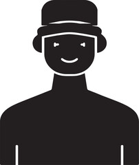 Man with Headphones & Hat Avatar - Minimalist User Icon Vector