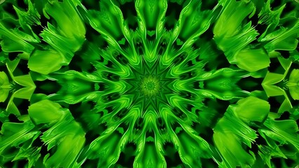 Whirlpool of emerald-green vegetables consuming fat cells in kaleidoscopic pattern.