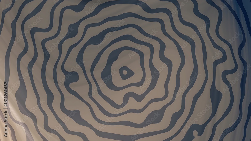 Poster prismatic bronze deep blue abstract concentric waves pattern in muted tones creating a hypnotic and 