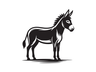 Black and White Vector Illustration of a Donkey in Minimal Style silhouette