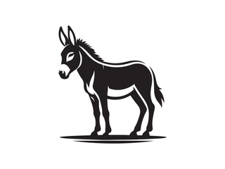 Black and White Vector Illustration of a Donkey in Minimal Style silhouette