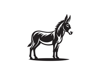 Black and White Vector Illustration of a Donkey in Minimal Style silhouette