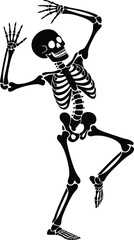 Dancing Skeleton Silhouette Vector, Transparent Background.