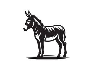 Black and White Vector Illustration of a Donkey in Minimal Style silhouette