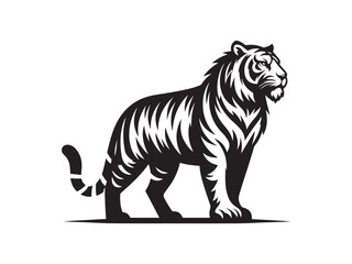 Obraz premium Black and White Vector Illustration of a Tiger in Minimal Style