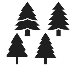 A festive vector set of green fir and pine trees, perfect for winter holiday and Christmas celebrations, A festive vector set of green fir and pine trees, perfect for winter holiday and Christmas cele