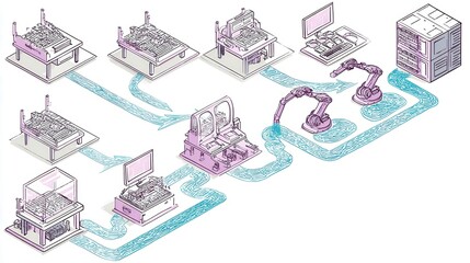 Automated manufacturing process illustrated as a flow chart.