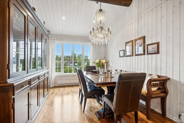 modern luxury dining room interior, 3d render