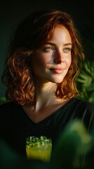 young girl with a glass of orange juice