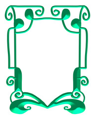 Elegant green ornament frame with curl design, good for invitation or decorative content