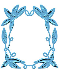 Blue floral leaf frame with natural look, great for garden, eco, or seasonal decoration theme