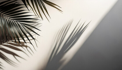 Obraz premium silhouetted palm leaves casting shadows on a light background