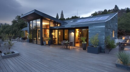 Modern Sustainable Home Design with Solar Panels and Sleek Features