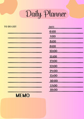 Minimal Daily Planner with Time Table and To-Do List – PNG
