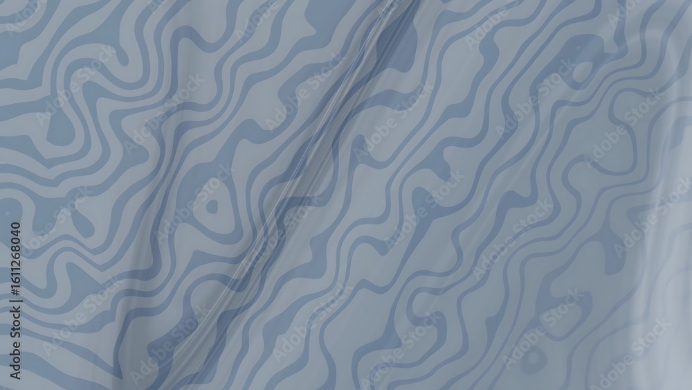 Aufkleber prismatic muted blue harmonies abstract wavy lines pattern in pastel blue and gray creating a flowin