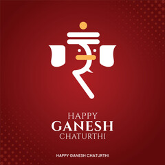 Happy Ganesh Chaturthi with hindi text with Minimalist Design with Rupee ganesha icon Social media